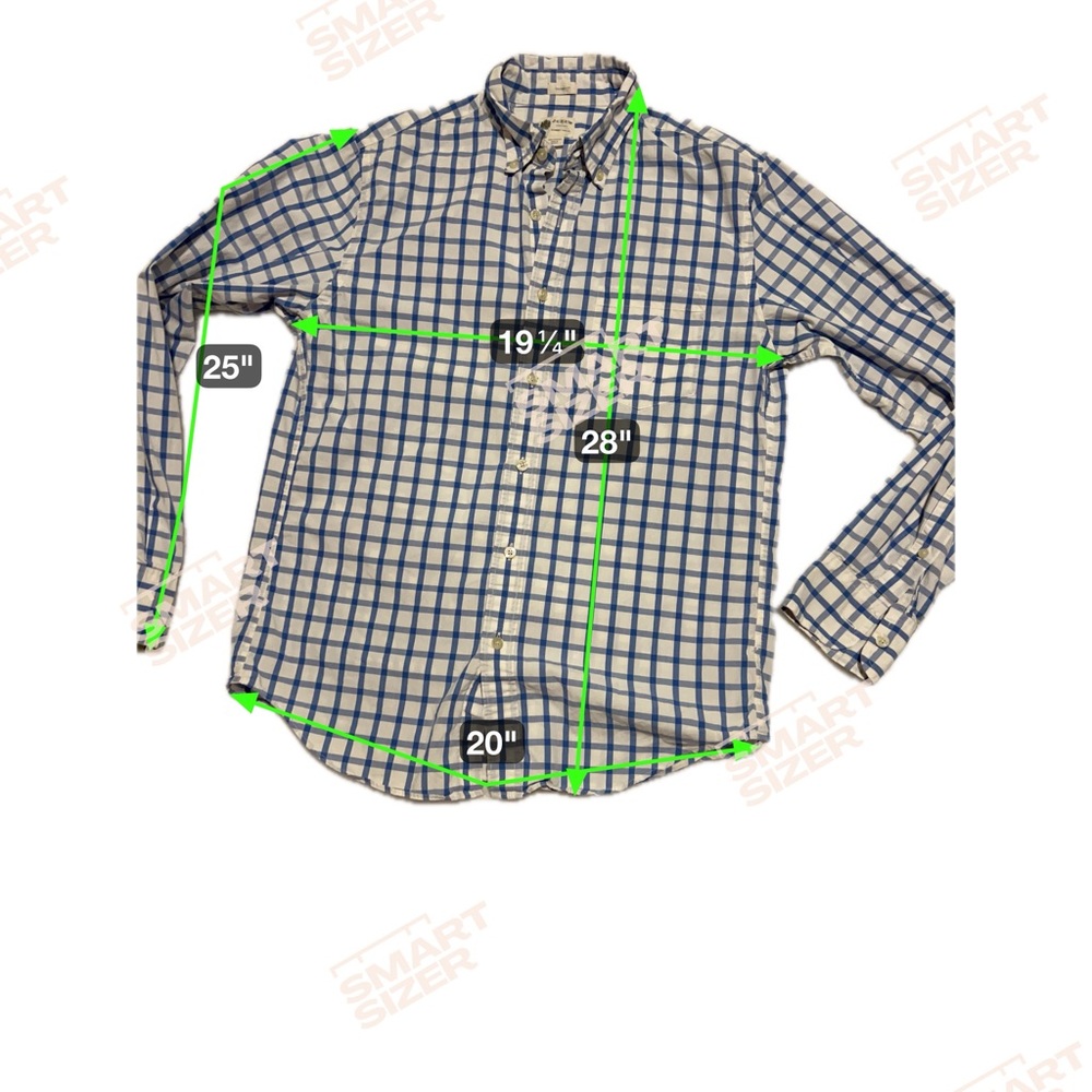 J. Crew Men's Blue and White Windowpane‎ Plaid Shirt 100% Cotton Tailor Fit S - Picture 6 of 6